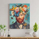 Bearded Man with Flowers and Butterflies Wall Art