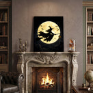 Witch Silhouette Halloween Canvas Wall Art, Magical Gothic Decor