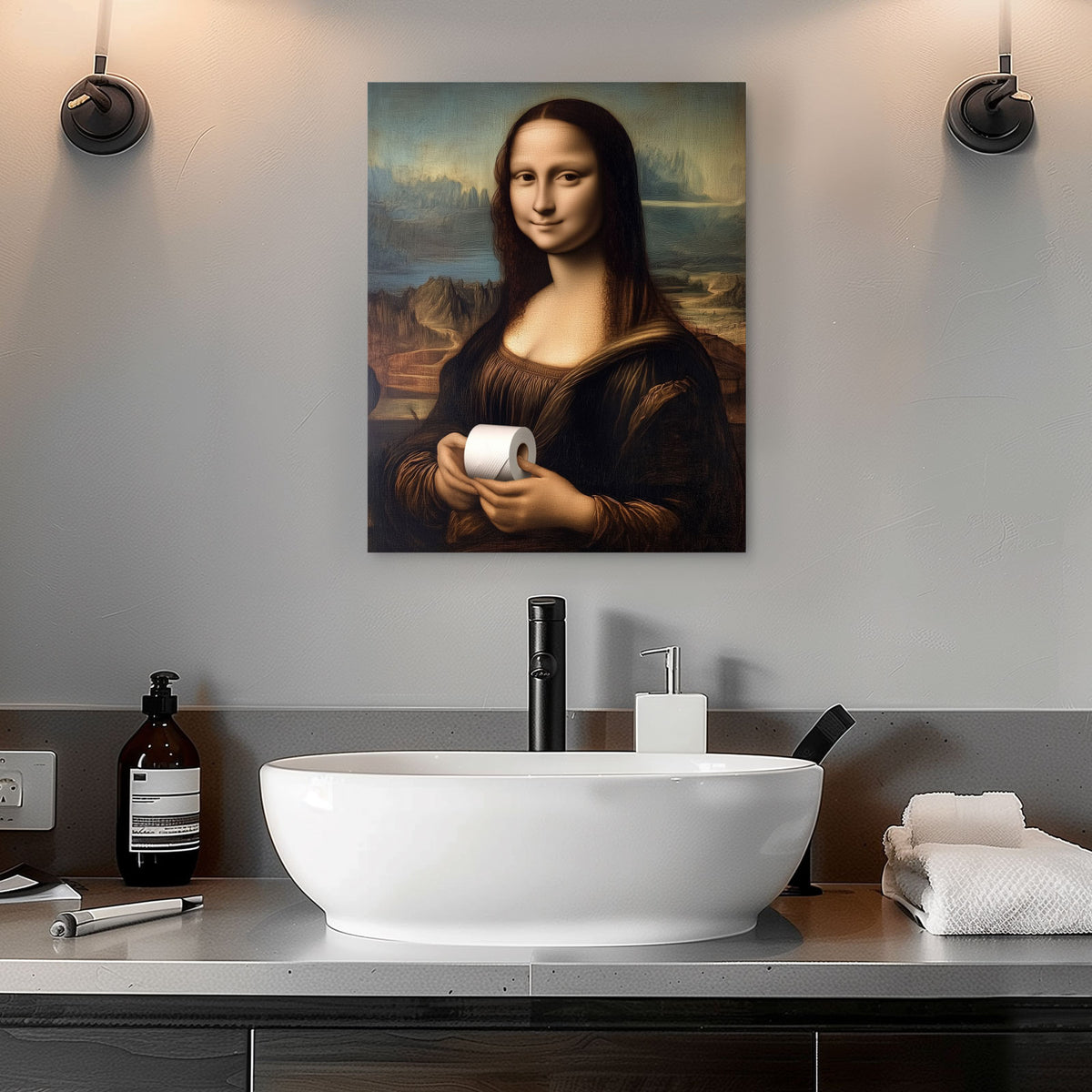 Funny Mona Lisa Bathroom Wall Art