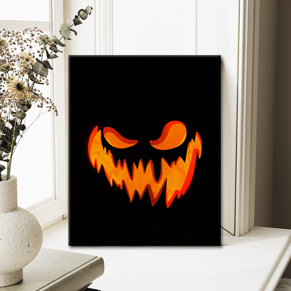 Fiery Jack-o’-Lantern Halloween Canvas Wall Art