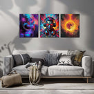 Neon Cyber Soundscape Canvas Wall Art