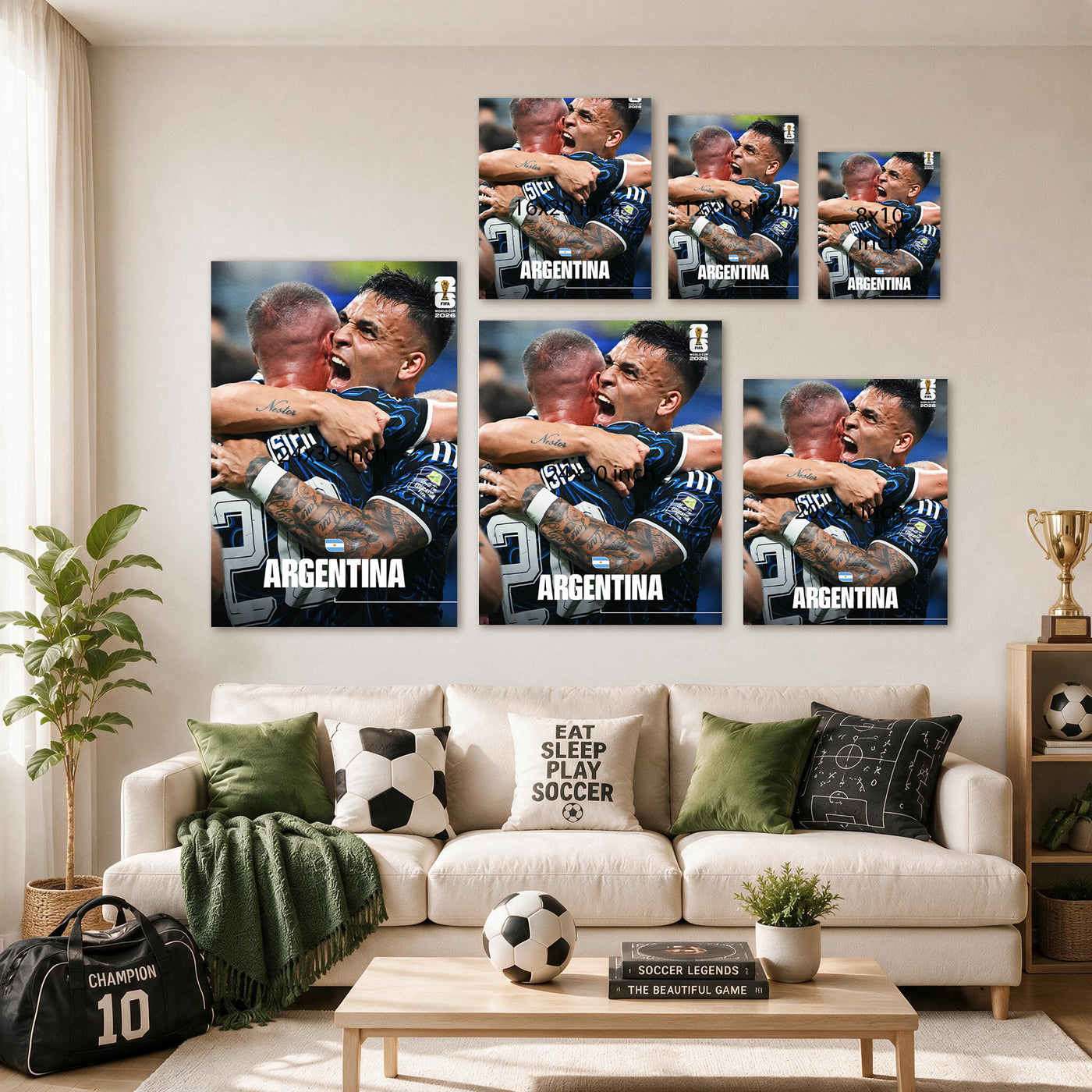 Argentina Soccer Team Celebration Canvas Wall Art – Emotional Match Moment Print