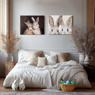Rustic Easter Bunny Canvas Wall Art, 2 Rabbits Farmhouse Home Decor Print Painting Artwork, Modern Easter Charm Holiday Gift Nursery Living Room Bedroom Decoration