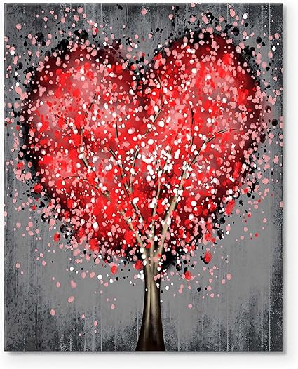 Romantic Heart-Shaped Red Tree