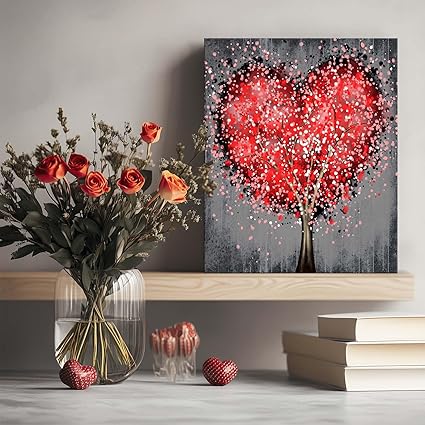 Romantic Heart-Shaped Red Tree