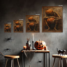 Dark Gothic Halloween Skeleton Pumpkin Painting Wall Art