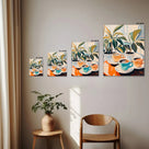 Colorful Coffee and Houseplants Modern Colorful Abstract Lifestyle Painting Wall Art