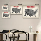 United States State Map Vintage Black and White U.S. Map Illustration Wall Art
