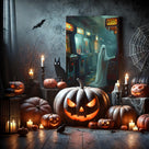 Haunted Arcade Ghost Halloween Canvas Wall Art