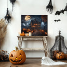 Pumpkinlit Haunted Castle Halloween Canvas Wall Art