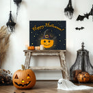 Happy Halloween Pumpkin Witch Canvas Wall Art