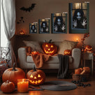 Haunted Girl at the Window Canvas Wall Art – Dark Halloween Horror Home Decor
