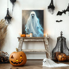 Glowing Ghost Halloween Canvas Wall Art