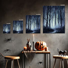 Haunted Misty Dark Forest Illustration Halloween Wall Art