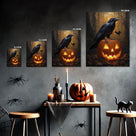 Dark Gothic Painting Raven and Pumpkin Halloween Wall Art