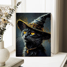 Bewitched Black Cat Halloween Canvas Wall Art
