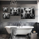 Funny Farm Highland Cow in the Laundry Room Photography Art Animal Wall Art