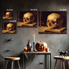 Dark Academia Skull Still Life Painting and Book Wall Art