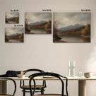 Autumn Misty Mountain Lake Landscape Painting Wall Art