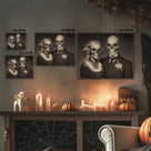 Victorian Skeleton Wedding Couple Vintage Gothic Halloween Portrait Painting Wall Art