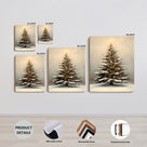 Snowy Christmas Tree Canvas Wall Art, Warm Holiday Tree Artwork with Lights for Living Room, Bedroom and Entryway