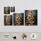 Book Lover Christmas Tree Canvas Wall Art, Stacked Books Holiday Decor for Home Library and Reading Room