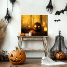 Pumpkin Lanterns in the Enchanted Forest Halloween Canvas Wall Art