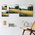 Impressionist Countryside Landscape Painting Golden Wheat Meadow Wall Art