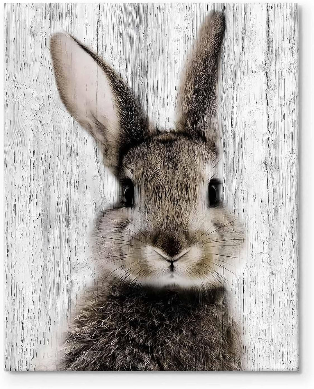 Easter Framed Canvas Wall Art Living Room Decor Rustic Bunny Poster Lovable Rabbit Front Portrait Painting Modern Artwork for Bedroom Dorm Home Office Holiday Wall Decoration