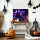 Purple Castle of Shadows Halloween Canvas Wall Art