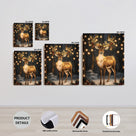 Christmas Reindeer Canvas Wall Art with Lights, Enchanted Winter Forest Holiday Decor for Living Room and Bedroom