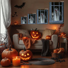 Haunted Ghost at the Window Canvas Wall Art – Scary Halloween Horror Home Decor