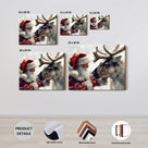Santa Claus and Reindeer Christmas Canvas Wall Art, Winter Wonderland Holiday Wall Decor for Living Room, Bedroom and Entryway