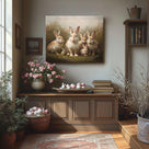 Easter Grassland Rabbits Canvas Wall Art Adorable Hares Oil Painting Home Decor, Nature-Inspired Wall Decor Stunning Lovable Bunny Canvas Prints