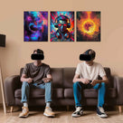 Neon Cyber Soundscape Canvas Wall Art