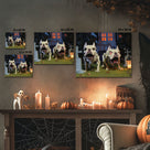 Spooky Skeleton Bulldogs in a Haunted Graveyard Illustration Dogs Wall Art