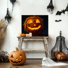 Vine-Wrapped Jack-o’-Lantern Halloween Canvas Wall Art