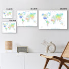 Pastel Watercolor World Map Wall Art