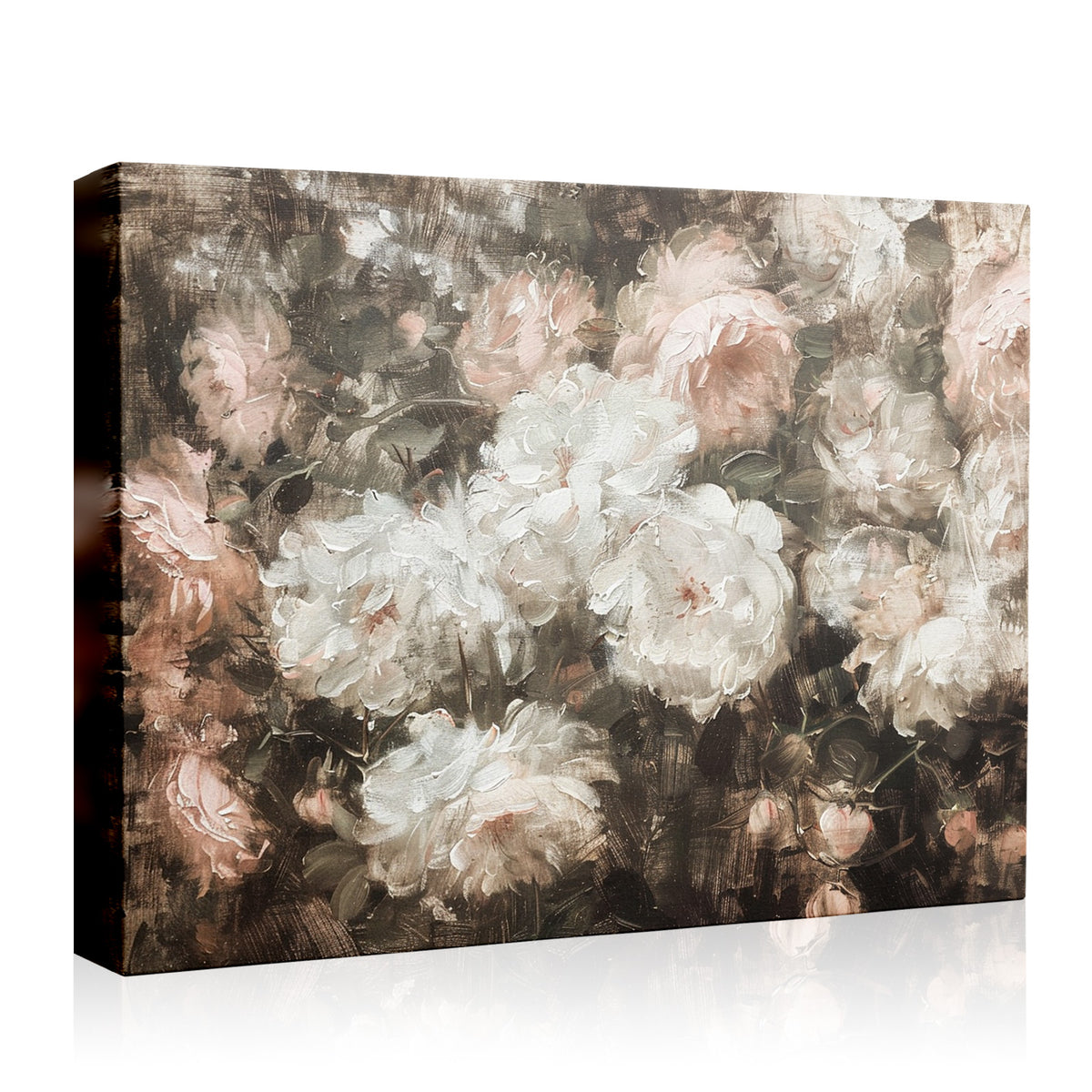 Vintage Blush Peony Floral Canvas Wall Art