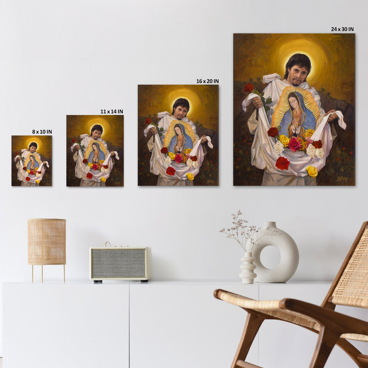 Mexican Catholic Devotional Painting Our Lady of Guadalupe Religious Wall Art