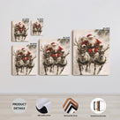 Santa Claus Sleigh with Reindeer Christmas Canvas Wall Art, Vintage Holiday Artwork for Living Room and Entryway