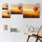 Golden Sunlit Autumn Meadow Landscape Tree Wall Art