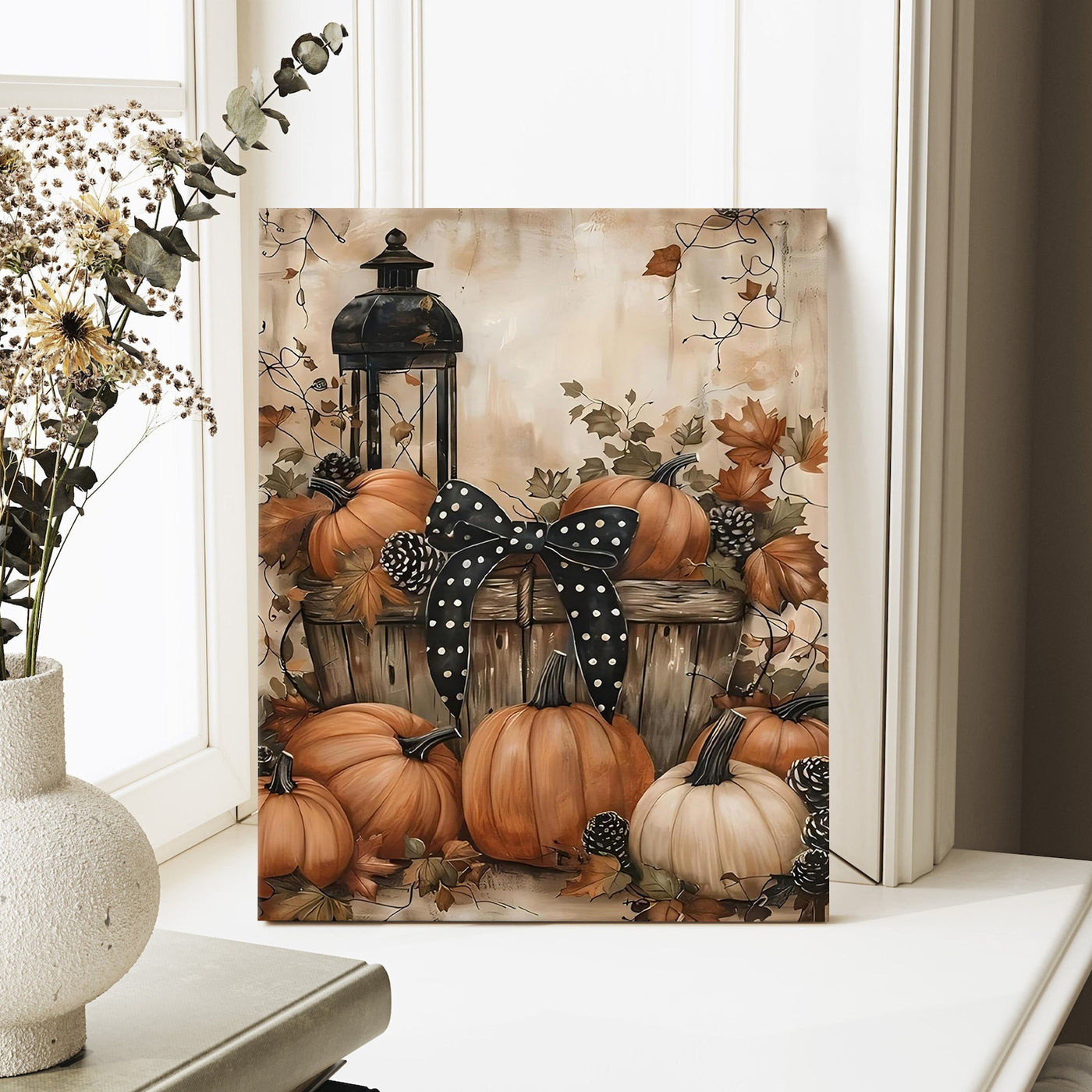Rustic Pumpkin Harvest Halloween Canvas Wall Art