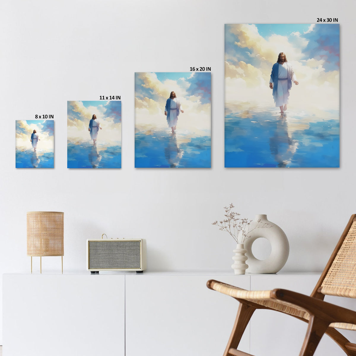 Christian Jesus Walking on Water Inspirational Painting Religious Wall Art