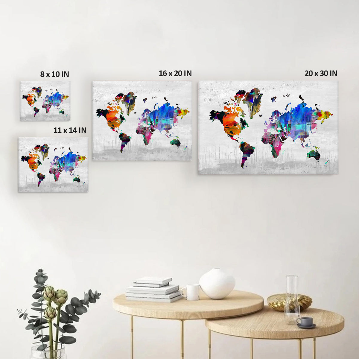 Colorful Abstract World Map Wall Art