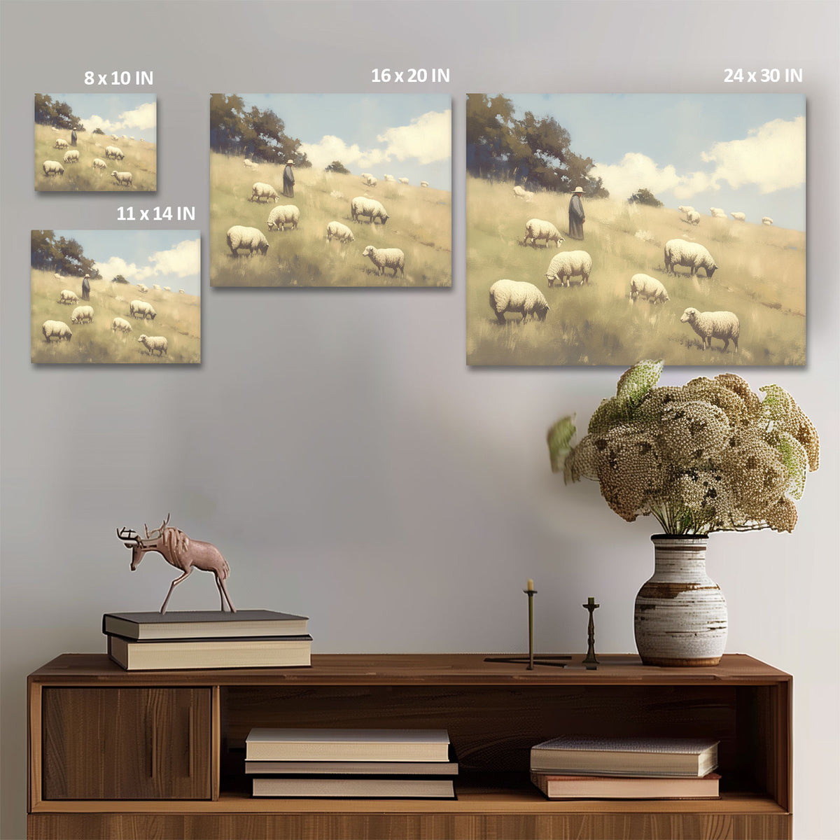Shepherd and Sheep Pasture Wall Art