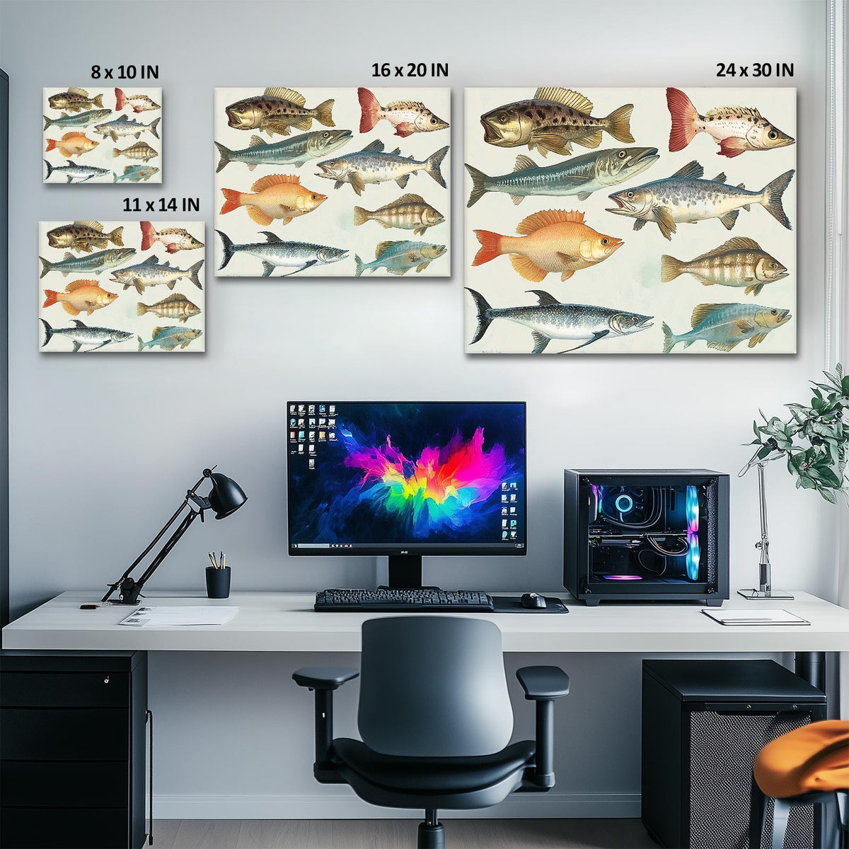 Illustrated Freshwater and Saltwater Fish Chart Species Wall Art