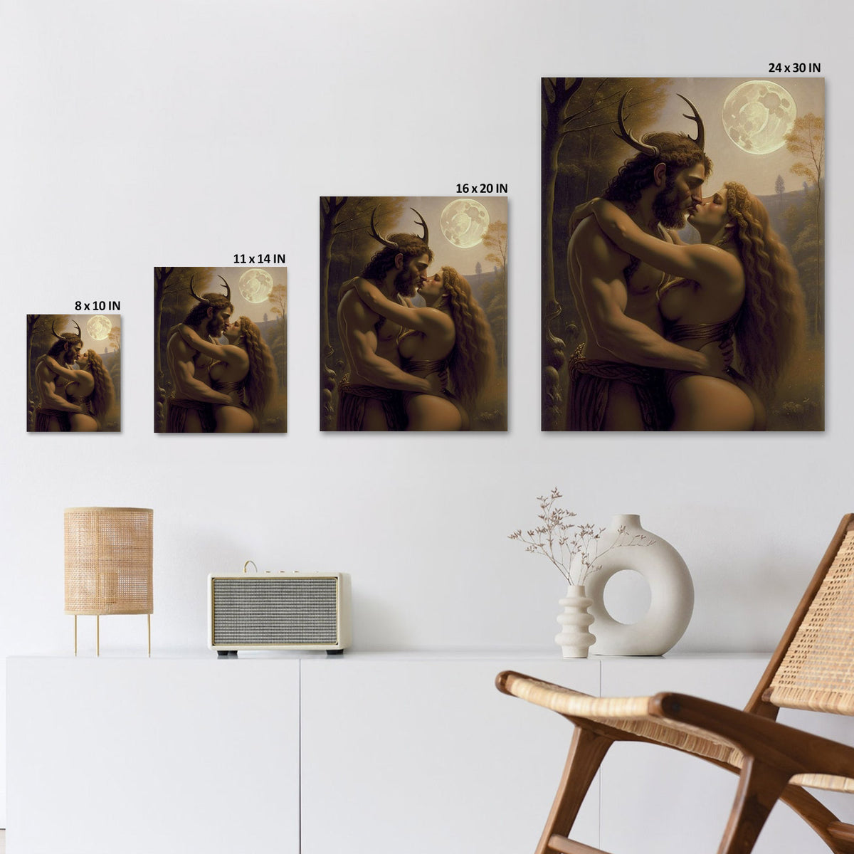 Mythical Lovers Painting Moonlit Romance Wall Art
