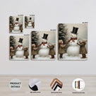 Snowman and Children Christmas Canvas Wall Art, Winter Family Holiday Artwork for Living Room, Bedroom and Entryway