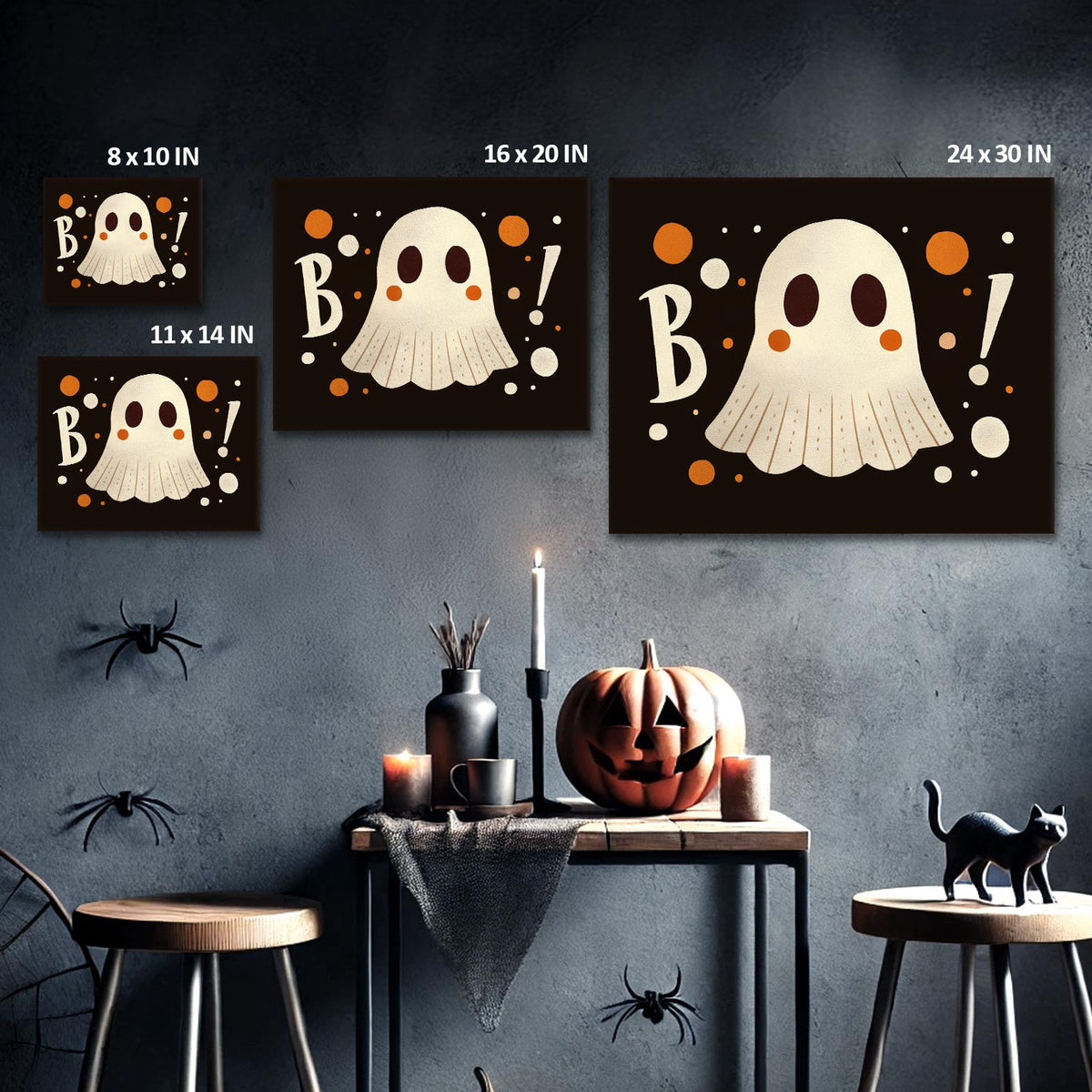 Cute Halloween Ghosts and Friends Wall Art